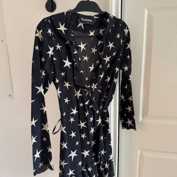 RÉALISATION PAR The Alexandra Star Struck Ruffle Stars Wrap Dress S - Picture 5 of 9